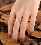 Emerald Lab Grown engagement ring Vintage Lab Grown rose gold ring Antique prong set round diamond ring unique ring bridal ring