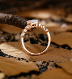 Emerald Lab Grown engagement ring Vintage Lab Grown rose gold ring Antique prong set round diamond ring unique ring bridal ring