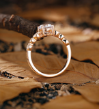 Oval Lab Grown engagement ring rose gold Vintage migraine bridal ring Antique round diamond wedding ring Anniversary promise ring women