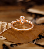 Oval Lab Grown engagement ring rose gold Vintage migraine bridal ring Antique round diamond wedding ring Anniversary promise ring women