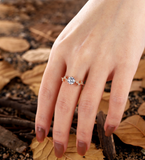 Nature Inspired Lab Grown Engagement Ring - Rose Gold Pave Tree Leaf Wedding Ring - Antique Vintage Ring
