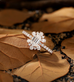 Emerald Lab Grown engagement ring Rose gold Vintage Pear & round diamond halo bridal ring Unique half eternity pave anniversary ring