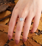 Vintage Hexagon Lab Grown Engagement Ring Rose Gold Antique Rose Lab Grown Ring Unique halo bridal ring Pave Anniversary Ring