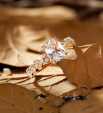 Vintage Cushion Shape Lab Grown Engagement Ring Rose Gold leaf design Bridal Ring Round Prong Set Ring Unique Anniversary Bridal Ring