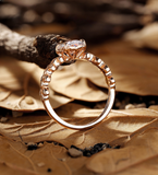 Vintage Cushion Shape Lab Grown Engagement Ring Rose Gold leaf design Bridal Ring Round Prong Set Ring Unique Anniversary Bridal Ring