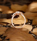 Vintage pear Lab Grown engagement ring Rose gold Antique moonstone five stone Bridal ring Unique anniversary promise wedding ring women