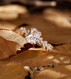 Vintage Cushion Shape Lab Grown Engagement Ring Rose Gold leaf design Bridal Ring Round Prong Set Ring Unique Anniversary Bridal Ring