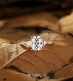 Oval Cut Lab Grown Engagement Ring Rose Gold Solitaire Cluster Diamond Women Bridal Anniversary Pave Handmade Ring Half Eternity