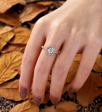 Vintage round Lab Grown engagement ring wedding ring halo ring marquise ring delicate milgrain ring anniversary promise bridal ring