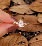 Pear Lab Grown engagement ring rose gold Vintage Branch design milgrain leaf wedding ring unique solitaire anniversary promise bridal ring
