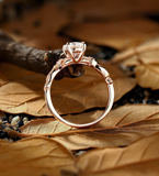 Vintage Round Lab Grown twig engagement ring Nature inspired diamond wedding ring Unique leaf design bridal anniversary promise ring