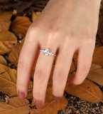 Vintage pear Lab Grown engagement ring Rose gold Antique moonstone five stone Bridal ring Unique anniversary promise wedding ring women