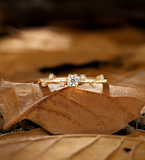 14k Yellow Gold Natural Lab Grown Diamond Engagement Ring Minimalist Ring For Women Art Deco Shank Type Ring Half Eternity Ring Proposal Ring For Her