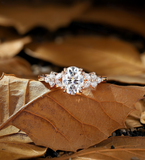 Vintage oval Lab Grown engagement ring rose gold marquise cluster wedding ring unique double claw anniversary promise bridal ring