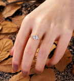 Vintage Round Lab Grown Engagement Ring - Rose Gold Unique Leaf Twist Ring - Diamond Proposal Promise Ring