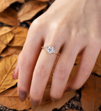 Oval shaped Lab Grown engagement ring set vintage Unique rose gold Bridal set Pear cut diamond Filigree Floral plain gold Wedding ring set