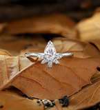 Pear Shaped Lab Grown Bridal Set Lab Grown Engagement Ring Rose Gold Cluster Wedding Women Unique Marquise Lab Grown Band Chevron