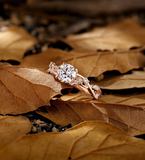 Vintage round Lab Grown engagement ring rose gold branch design bridal ring unique leaf twist wedding ring anniversary promise ring
