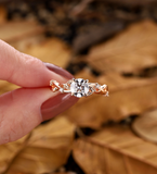 Vintage round Lab Grown engagement ring rose gold branch design bridal ring unique leaf twist wedding ring anniversary promise ring