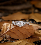 Vintage round Lab Grown engagement ring rose gold branch design bridal ring unique leaf twist wedding ring anniversary promise ring