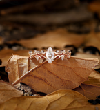 Vintage marquise Lab Grown engagement ring rose gold ring round diamond ring prong set ring delicate anniversary promise ring