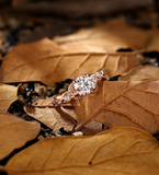 Vintage round Lab Grown engagement ring rose gold branch design bridal ring unique leaf twist wedding ring anniversary promise ring