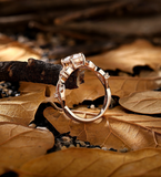 Vintage round Lab Grown engagement ring rose gold branch design bridal ring unique leaf twist wedding ring anniversary promise ring