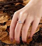 Vintage round Lab Grown engagement ring rose gold branch design bridal ring unique leaf twist wedding ring anniversary promise ring