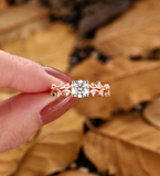 Vintage round Lab Grown engagement ring rose gold branch design bridal ring unique leaf twist wedding ring anniversary promise ring