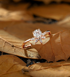 Vintage marquise Lab Grown engagement ring rose gold ring round diamond ring prong set ring delicate anniversary promise ring