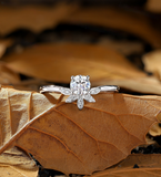 Vintage marquise Lab Grown engagement ring rose gold ring round diamond ring prong set ring delicate anniversary promise ring