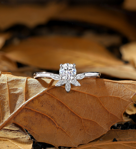 Vintage marquise Lab Grown engagement ring rose gold ring round diamond ring prong set ring delicate anniversary promise ring