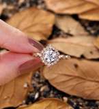 Vintage round Lab Grown engagement ring wedding ring halo ring marquise ring delicate milgrain ring anniversary promise bridal ring