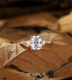 Oval Cut Lab Grown Engagement Ring Rose Gold Solitaire Cluster Diamond Women Bridal Anniversary Pave Handmade Ring Half Eternity