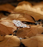 Vintage round shape Lab Grown engagement ring rose gold ring pear ring delicate cluster ring unique anniversary promise bridal ring
