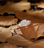 Unique Diamond Bottom Style Rose Gold Lab Grown Engagement Ring Infinity Three Stone Twist Diamond Half Eternity Ring Bridal Women
