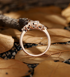 Vintage round shape Lab Grown engagement ring rose gold ring pear ring delicate cluster ring unique anniversary promise bridal ring