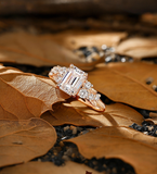 Vintage Emerald Lab Grown Engagement Ring Rose Gold Cluster Ring Antique Round Ring Custom Pretty Ring Handmade Promise Bridal Ring