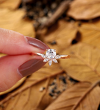 Vintage marquise Lab Grown engagement ring rose gold ring round diamond ring prong set ring delicate anniversary promise ring