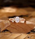 Vintage Oval Shape Lab Grown Engagement Ring Round Prong Set Birthstone Ring Antique Rose Gold Ring Anniversary Promise Bridal Ring