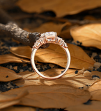 Vintage Emerald Lab Grown Engagement Ring Rose Gold Cluster Ring Antique Round Ring Custom Pretty Ring Handmade Promise Bridal Ring