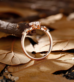 Vintage Oval Shape Lab Grown Leaf Engagement Ring Antique Round Shape Diamond Ring Rose Gold Nature inspired Anniversary Bridal Promise Ring
