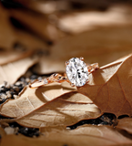 Vintage Oval Shape Lab Grown Leaf Engagement Ring Antique Round Shape Diamond Ring Rose Gold Nature inspired Anniversary Bridal Promise Ring