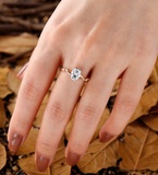 Vintage Oval Shape Lab Grown Leaf Engagement Ring Antique Round Shape Diamond Ring Rose Gold Nature inspired Anniversary Bridal Promise Ring