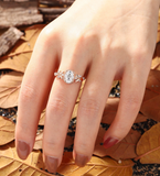 Vintage Oval Lab Grown Engagement Ring Rose Gold Round Milgrain Lab Grown Leaf Bridal Ring Unique Wedding Season Promise Ring