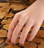 Vintage marquise Lab Grown engagement ring rose gold ring round diamond ring prong set ring delicate anniversary promise ring