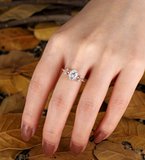 Vintage oval cut Lab Grown Engagement ring rose gold leaf twisted wedding band branch design ring unique anniversary promise bridal ring