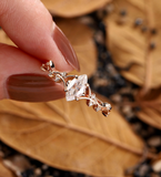 Vintage marquise Lab Grown engagement ring rose gold ring round diamond ring prong set ring delicate anniversary promise ring