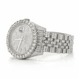PJ R*L*X  Mens Moissanite Watch Silver Tone Full Diamond Jubilee Bracelet Pave Setting Iced Watch Luxury Stainless Steel Monochromatic