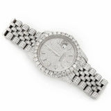 PJ R*L*X  Mens Moissanite Watch Silver Tone Full Diamond Jubilee Bracelet Pave Setting Iced Watch Luxury Stainless Steel Monochromatic